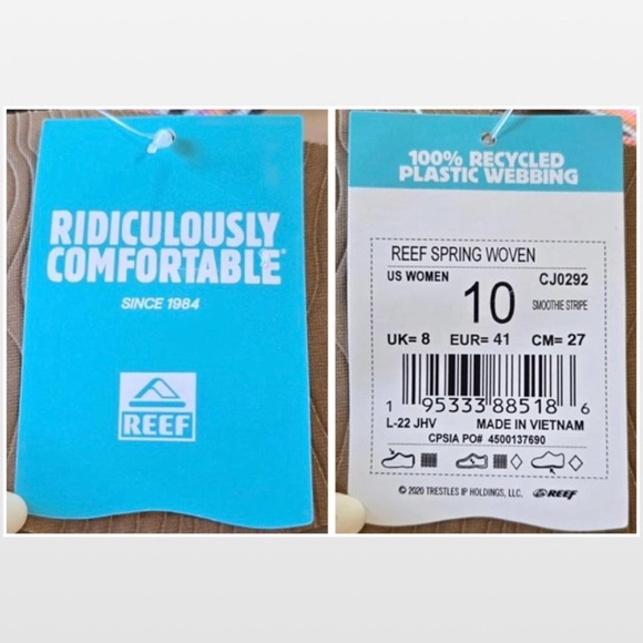 New Reef Flip Flops Womens Size 10 Slip On Brown Pink Stripe Beach NWT - Picture 16 of 16